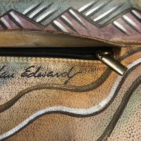 Allan Edward Vintage Leather Painted  Signed Clutc - Picture 11 of 11